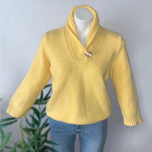 v i n t a g e :: Preppy Cotton Toggle Cowl Knit Sweater - Picture 2 of 11